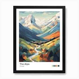 The Alps   Geometric Vector Illustration 6 Poster Art Print