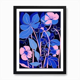 Blue Flower Illustration Sweet Pea 1 Art Print