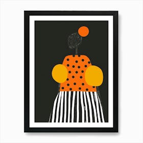 Orange Polka Dot Dress Art Print