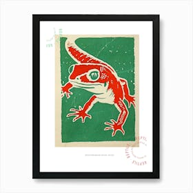 Red Mediterranean House Gecko Bold Block 2 Poster Art Print