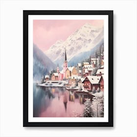 Dreamy Winter Painting Hallstatt Austria 4 Art Print