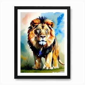 Lion Watercolor Painting Art Print