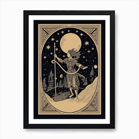 The Moon Tarot Card, Vintage 1 Art Print