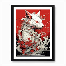 Fox In Water Art Print