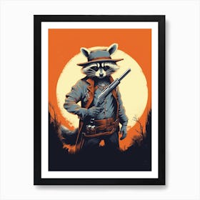 Raccoon Bandits Illustration 1 Art Print
