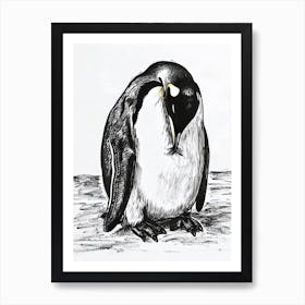 King Penguin Preening Their Feathers 1 Art Print