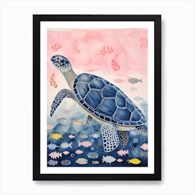 Playful Illustration Of Sea Turtle For Kids Room 2 Art Print