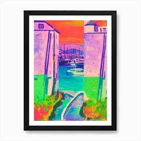 Port Of St John'S Canada Retro Risograph Print 1 harbour Art Print