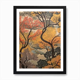 Black Willow 5 Vintage Autumn Tree Print  Art Print