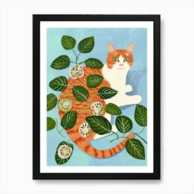 Cat And Basil Art Print