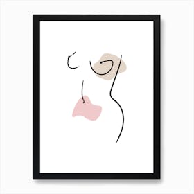 Drawing Of A Woman'S Face - Line Art Art Print