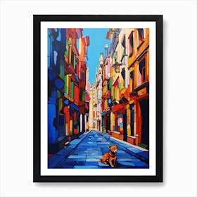 Painting Of Buenos Aires With A Cat In The Style Of Post Modernism 2 Art Print