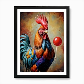 Rooster With Lollipop Art Print