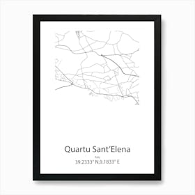 Quartu Sant Elena,Italy Minimalist Map Poster