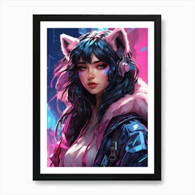 Cat Girl Art Print