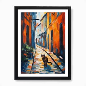 Painting Of Stockholm Sweden With A Cat In The Style Of Impressionism 3 Art Print