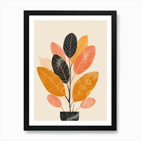 Croton Plant Minimalist Illustration 3 Art Print