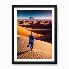 Monk In Desert Art Print
