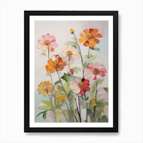 Fall Flower Painting Zinnia 1 Art Print