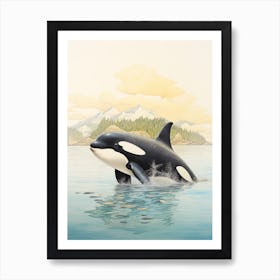 Bright Orca Whale Simplistic Illustration Art Print