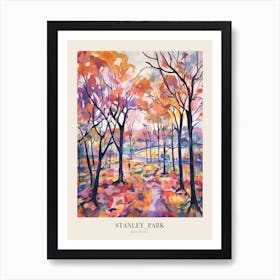 Autumn City Park Painting Stanley Park Blackpool United Kingdom 2 Poster Art Print