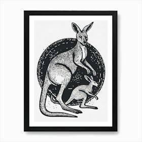 A Bounding Kangaroo With Her Joey Art Print