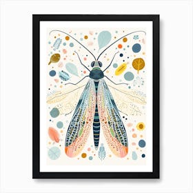 Colourful Insect Illustration Lacewing 14 Art Print