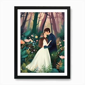 Luxmango Bride And Groom In Forest Art Print