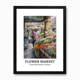 Flower Market, Columbia Road, London 3 Watercolour Travel Poster Art Print