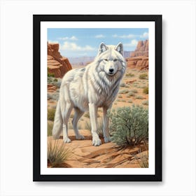 Tundra Wolf Desert Scenery 4 Art Print