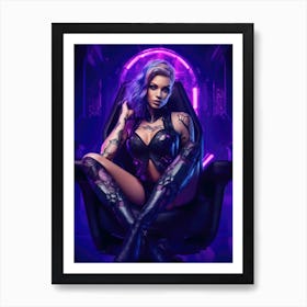 Cyberpunk Girl Queen Art Print