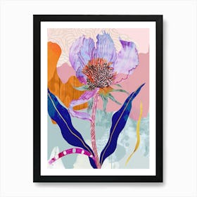 Colourful Flower Illustration Globe Amaranth 4 Art Print