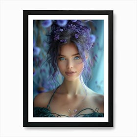 Beautiful Girl With Purple Hair 2 Art Print