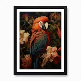 Dark And Moody Botanical Macaw 3 Art Print