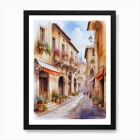 Watercolor Street Scene 2 Art Print