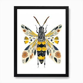 Colourful Insect Illustration Yellowjacket 12 Art Print