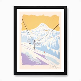 Poster Of La Plagne   France, Ski Resort Pastel Colours Illustration 1 Art Print