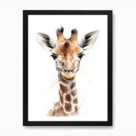 Baby Giraffe Watercolour Nursery 1 Art Print