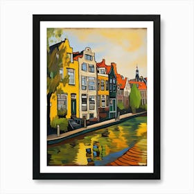 Wall painting print, Amsterdam, Netherlands, landscape art, Van Gogh style, fine art..245 Art Print