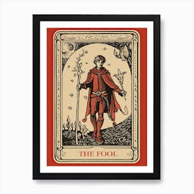 The Fool Tarot Card, Vintage 0 Art Print