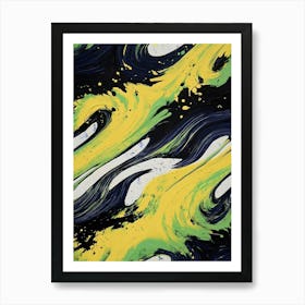 Yellow And Black Swirls Art Print