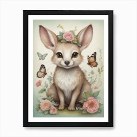 Fox With Flowers Art Print