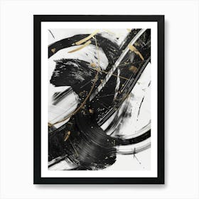 Abstract Black Gold Painting 2 Art Print