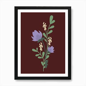 Flowers On A Brown Background Art Print