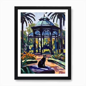 Painting Of A Cat In Royal Botanic Gardens, Melbourne Australia In The Style Of Matisse 01 Art Print