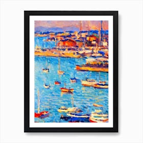 Port Of Limassol Cyprus Brushwork Painting harbour Art Print
