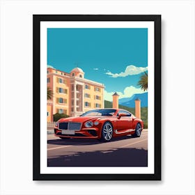 A Bentley Continental Gt In French Riviera Car Illustration 1 Art Print