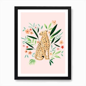 Cheetah 2 Pink Art Print