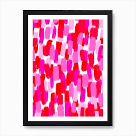 Pink And Red Brushstrokes Abstract Art Print