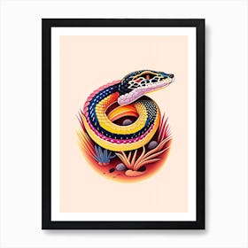 Desert Kingsnake Snake Tattoo Style Art Print